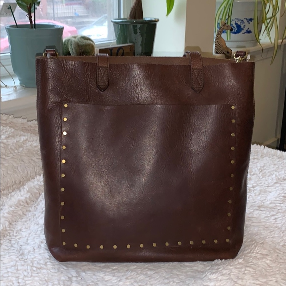 RARE MADEWELL STUDDED MEDIUM TRANSPORT TOTE